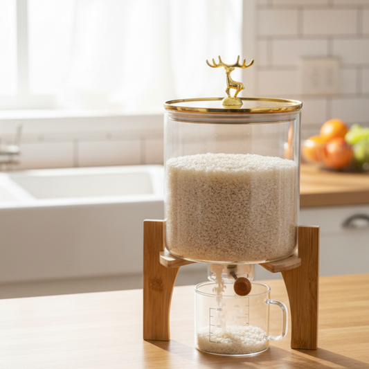 2in1 Glass Grain Storage Bin and Dispenser